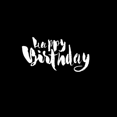 Happy birthday lettering for invitation and greeting card, prints and posters. Hand drawn inscription, calligraphic design. Vector illustration.のイラスト素材