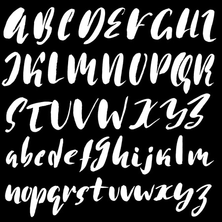 Hand drawn font made by dry brush strokes. Grunge style alphabet. Handwritten font. Vector illustrationのイラスト素材