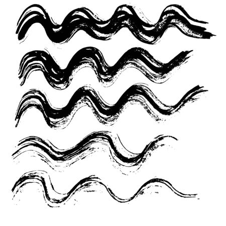 Ink vector brush strokes background. Vector illustration. Grunge wave textureのイラスト素材