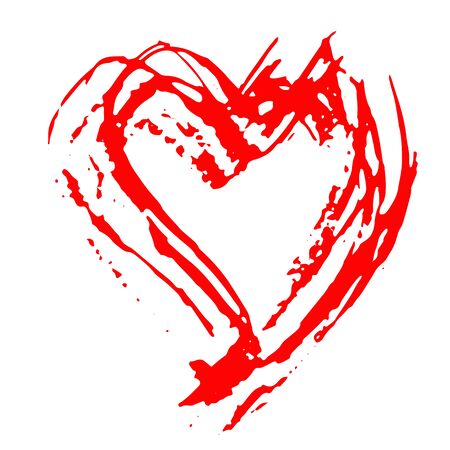 Hand drawn vector heart. Dry brush ink illustration. Grunge rough textureのイラスト素材