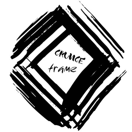 Grunge vector frame. Ink dry brush background. Hand drawn texture. Vector illustrationのイラスト素材