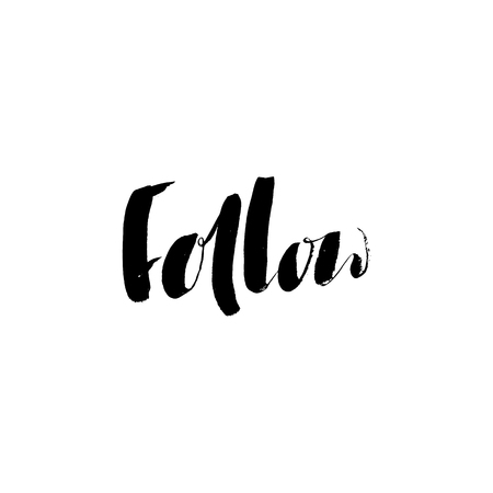 Follow lettering. Handwritten brush inscription. Banner for social networksのイラスト素材