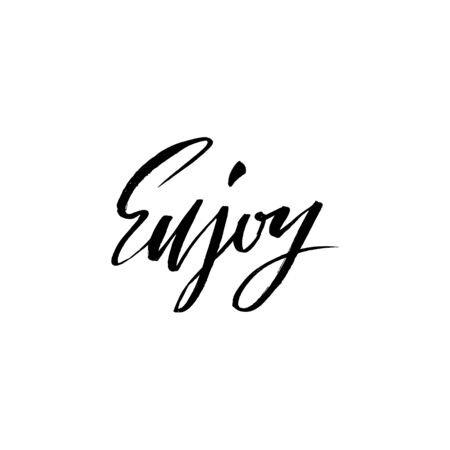 Hand drawing lettering vector illustration. Enjoy lettering design, grunge handwritten inscriptionのイラスト素材