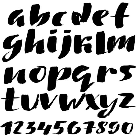 Hand drawn font made by dry brush strokes. Grunge style alphabet. Handwritten font. Vector illustrationのイラスト素材