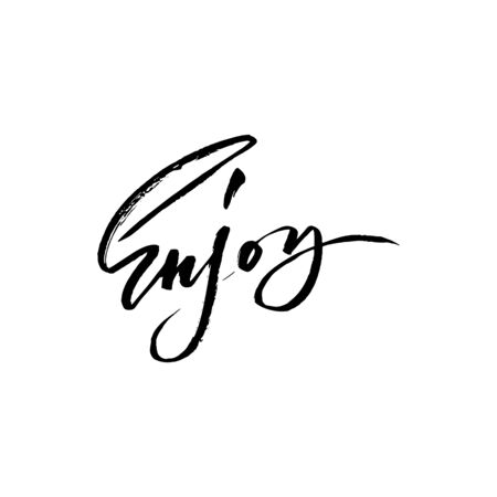 Hand drawing lettering vector illustration. Enjoy lettering design, grunge handwritten inscriptionのイラスト素材