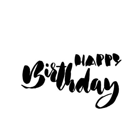 Happy birthday lettering for invitation and greeting card, prints and posters. Hand drawn inscription, calligraphic design. Vector illustrationのイラスト素材