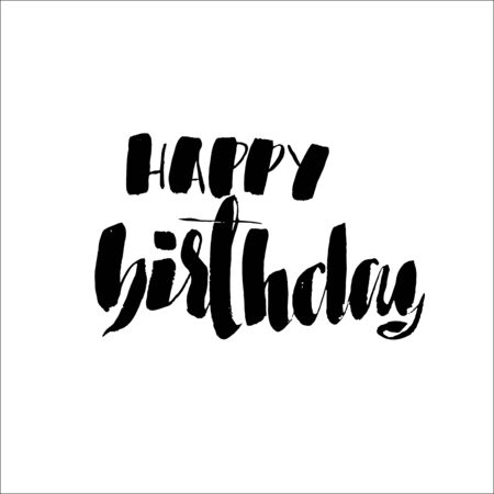 Happy birthday lettering for invitation and greeting card, prints and posters. Hand drawn inscription, calligraphic design. Vector illustrationのイラスト素材