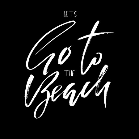 Go to the beach. Inspirational quote about summer. Modern typography phrase. Black and white lettering for print and poster. Vector illustrationのイラスト素材