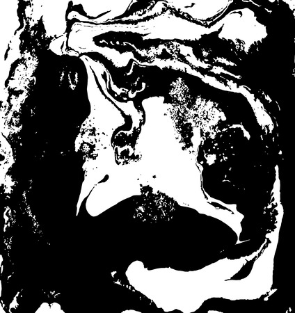 Black and white liquid texture, watercolor hand drawn marbling illustration, abstract background.のイラスト素材