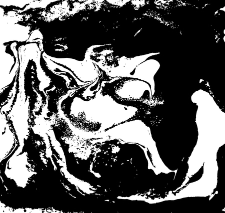 Black and white liquid texture, watercolor hand drawn marbling illustration, abstract background.のイラスト素材