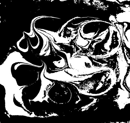 Black and white liquid texture, watercolor hand drawn marbling illustration, abstract background.のイラスト素材