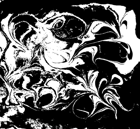 Black and white liquid texture, watercolor hand drawn marbling illustration, abstract background.のイラスト素材