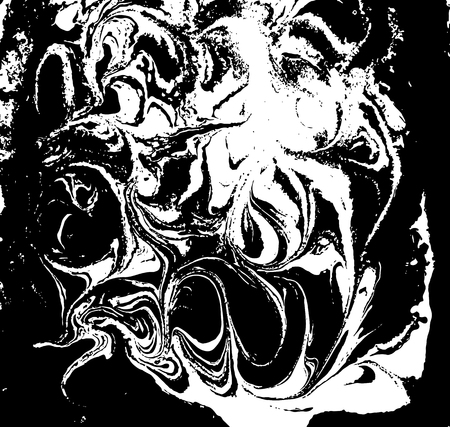 Black and white liquid texture, watercolor hand drawn marbling illustration, abstract background.のイラスト素材