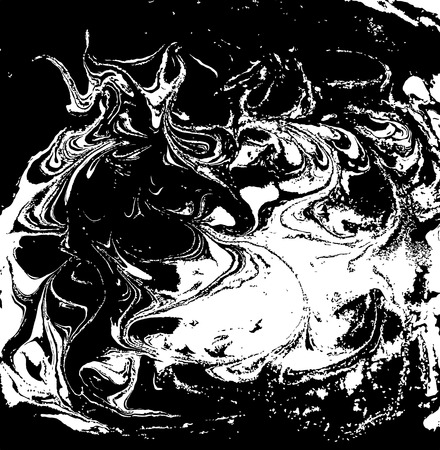Black and white liquid texture, watercolor hand drawn marbling illustration, abstract background.のイラスト素材