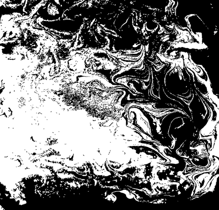 Black and white liquid texture, watercolor hand drawn marbling illustration, abstract background.のイラスト素材