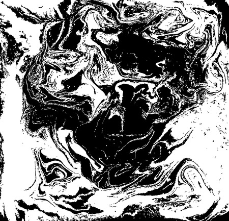 Black and white liquid texture, watercolor hand drawn marbling illustration, abstract background.のイラスト素材