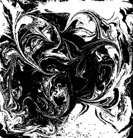 Black and white liquid texture, watercolor hand drawn marbling illustration, abstract background.のイラスト素材