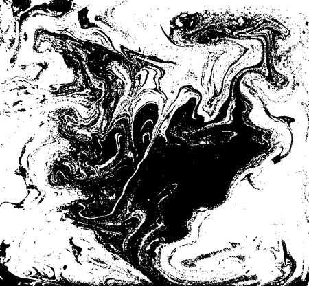 Black and white liquid texture, watercolor hand drawn marbling illustration, abstract background.のイラスト素材