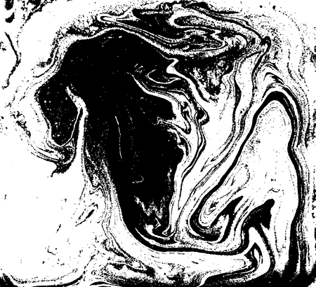 Black and white liquid texture, watercolor hand drawn marbling illustration, abstract background.のイラスト素材