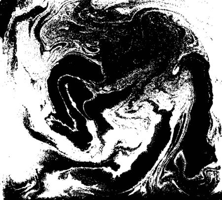 Black and white liquid texture, watercolor hand drawn marbling illustration, abstract background.のイラスト素材
