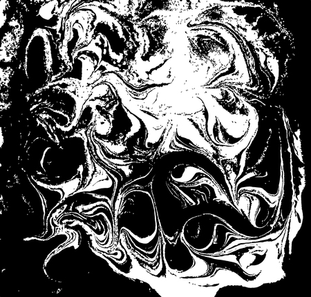 Black and white liquid texture, watercolor hand drawn marbling illustration, abstract background.のイラスト素材