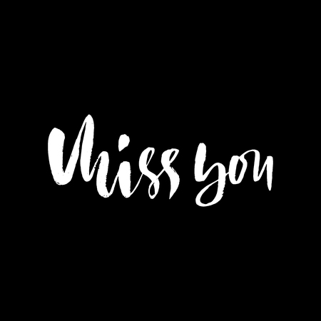 Miss you inscription. Greeting card with calligraphy. Hand drawn lettering design. Vector typographyのイラスト素材