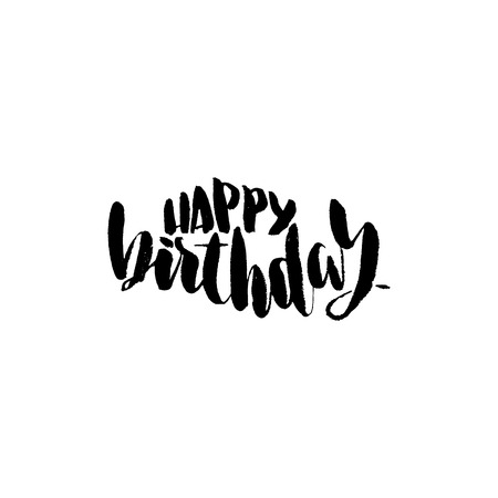 Happy birthday lettering for invitation and greeting card, prints and posters. Hand drawn inscription, calligraphic design. Vector illustration.の写真素材