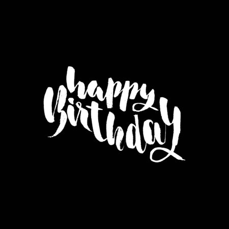 Happy birthday lettering for invitation and greeting card, prints and posters. Hand drawn inscription, calligraphic design. Vector illustrationのイラスト素材
