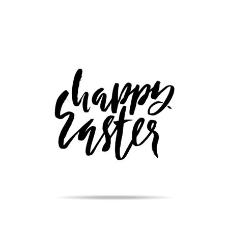 Happy Easter lettering for greeting card. Vector hand drawn illustration. Grunge inscription. Handwritten design.のイラスト素材