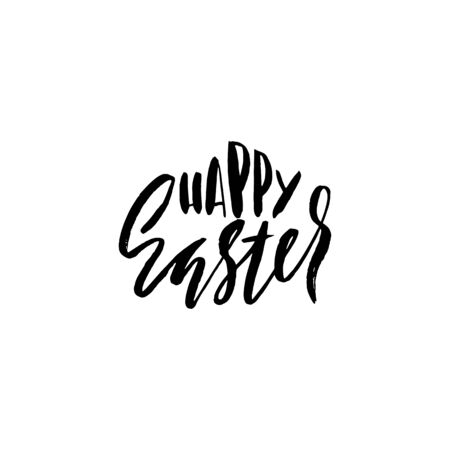 Happy Easter lettering for greeting card. Vector hand drawn illustration. Grunge inscription. Handwritten design.のイラスト素材