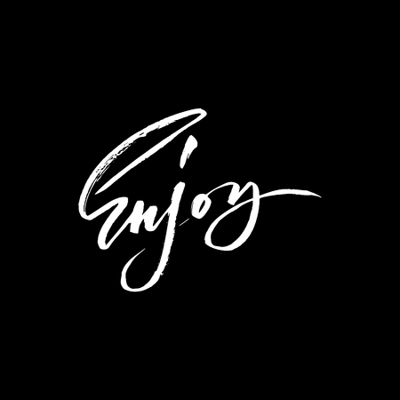 Hand drawing lettering vector illustration. Enjoy lettering design, grunge handwritten inscriptionのイラスト素材