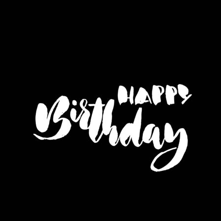 Happy birthday lettering for invitation and greeting card, prints and posters. Hand drawn inscription, calligraphic design. Vector illustrationのイラスト素材