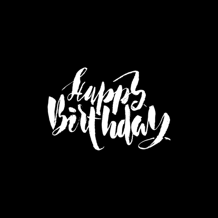 Happy birthday lettering for invitation and greeting card, prints and posters. Hand drawn inscription, calligraphic design. Vector illustrationのイラスト素材