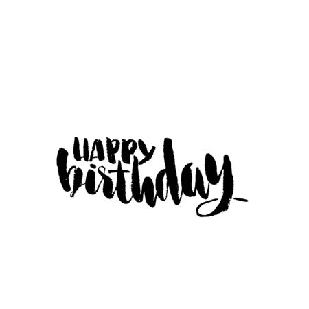 Happy birthday lettering for invitation and greeting card, prints and posters. Hand drawn inscription, calligraphic design. Vector illustration.の写真素材