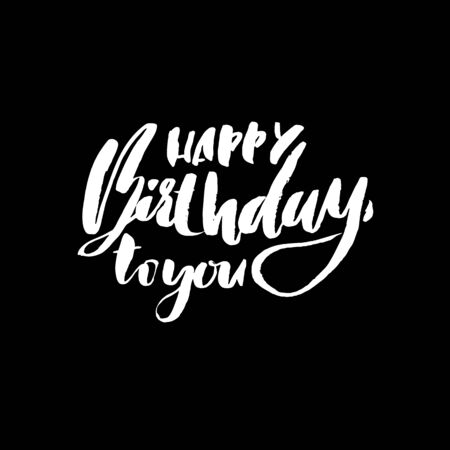 Happy birthday lettering for invitation and greeting card, prints and posters. Hand drawn inscription, calligraphic design. Vector illustration.の写真素材