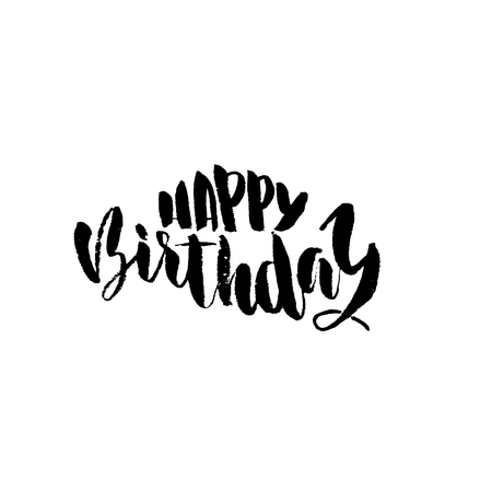 Happy birthday lettering for invitation and greeting card, prints and posters. Hand drawn inscription, calligraphic design. Vector illustration.の写真素材