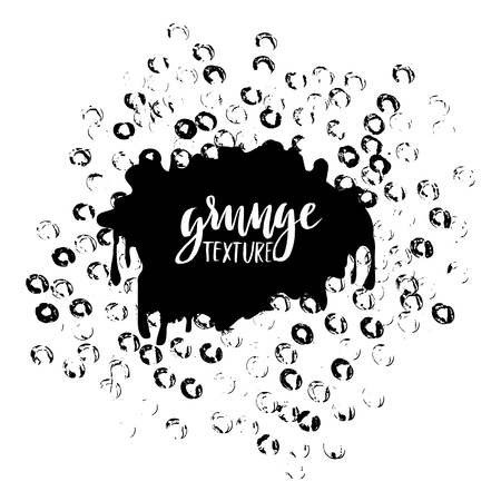 Round dots stamp frame with empty space for your text. Circle shape. Grunge textureのイラスト素材
