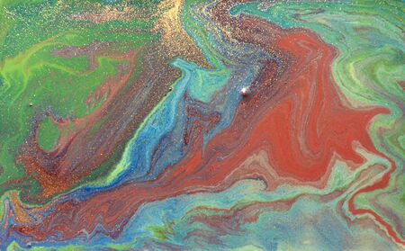 Colorful liquid texture. Hand drawn marbling background. Ink marble abstract patternの写真素材