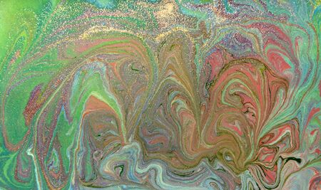 Colorful liquid texture. Hand drawn marbling background. Ink marble abstract patternの写真素材