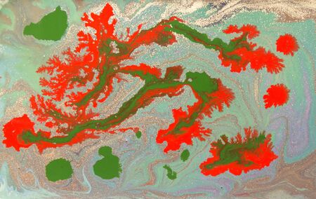 Colorful liquid texture. Hand drawn marbling background. Ink marble abstract patternの写真素材