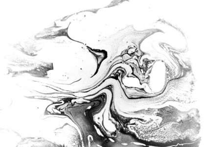 Black and white liquid texture, watercolor hand drawn marbling iの写真素材