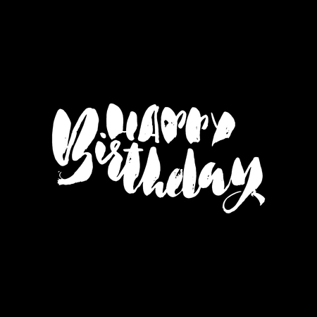 Happy birthday lettering for invitation and greeting card, prints and posters. Hand drawn inscription, calligraphic design.のイラスト素材