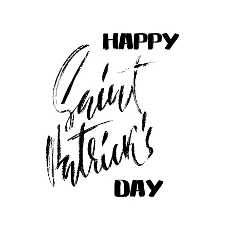 Vector illustration. Handwritten grunge modern brush lettering composition of Happy St. Patricks Day. Hand drawn ink inscriptionのイラスト素材
