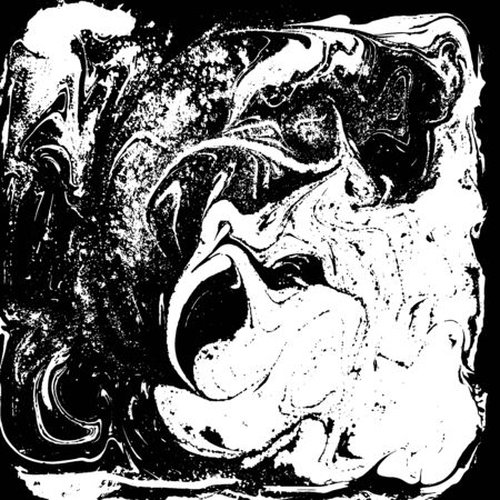 Black and white liquid texture, watercolor hand drawn marbling illustration, abstract background.の写真素材