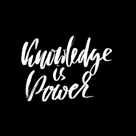 Knowledge is power. Hand drawn lettering proverb. Vector typography design. Handwritten inscription.のイラスト素材