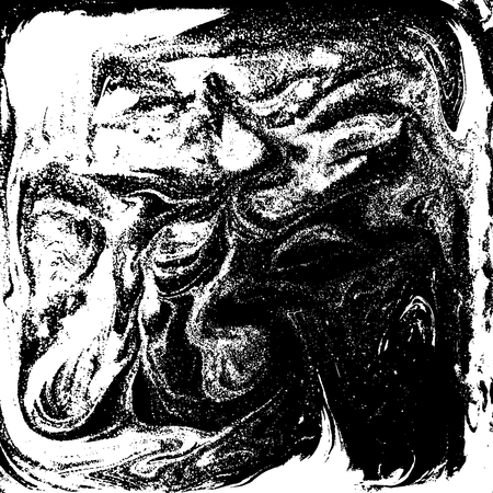 Black and white liquid texture, watercolor hand drawn marbling illustration, abstract backgroundのイラスト素材