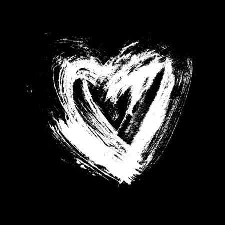 Grunge hand drawn ink heart. Valentine day dry brush print. Vector illustrationのイラスト素材