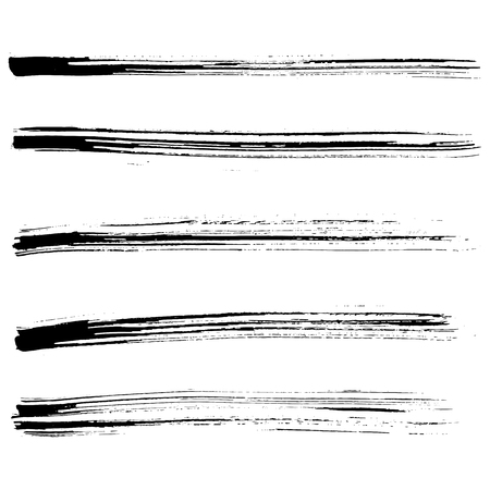Set of ink vector brush strokes. Vector illustration. Grunge hand drawn watercolor texture.のイラスト素材
