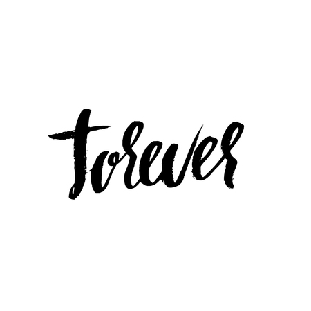 Forever. Handwritten ink lettering. Modern dry brush calligraphy. Vector illustration.のイラスト素材