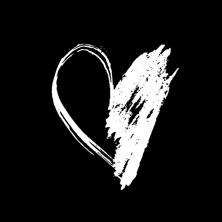 Grunge hand drawn ink heart. Valentine day dry brush print. Vector grunge illustration.のイラスト素材